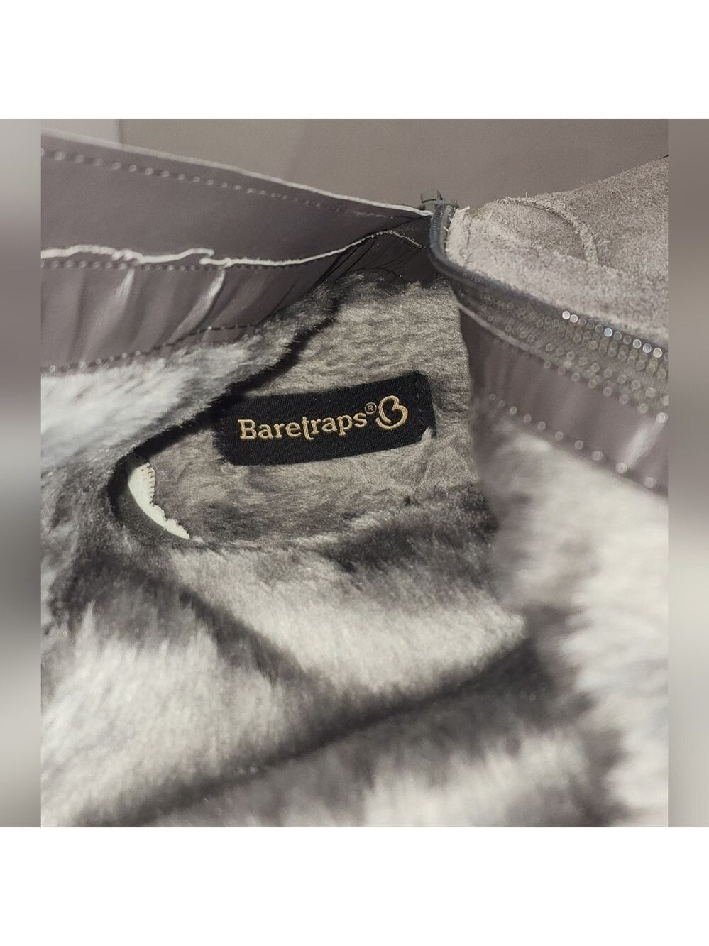 BareTraps Gray Sweater Cuff & Suede Faux Fur Lined Tall Boots 9 M Warm Winter - Picture 7 of 13